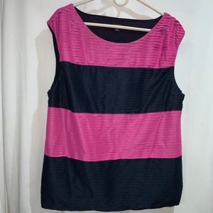 Ann Taylor Pleated colorblock Blouse Size XL striped
